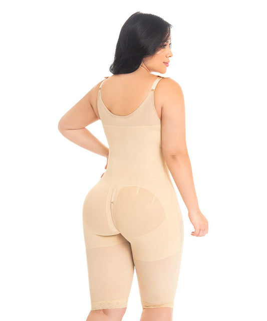 Faja larga, espalda cubierta, tanga inferior, 4 broches F0080 de Fajas M&D®